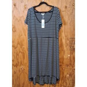 NWT Foxxy Dress Women's Plus 3X Black & White Striped Lightweight Comfy Flowy